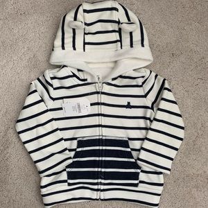 NWT Gap Baby Cozy Stripe Bear Hoodie
